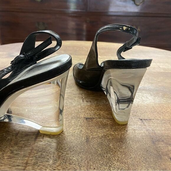 Vintage Avant Garde 1990s Lucite Wedge 6.5 M - Picture 6 of 7